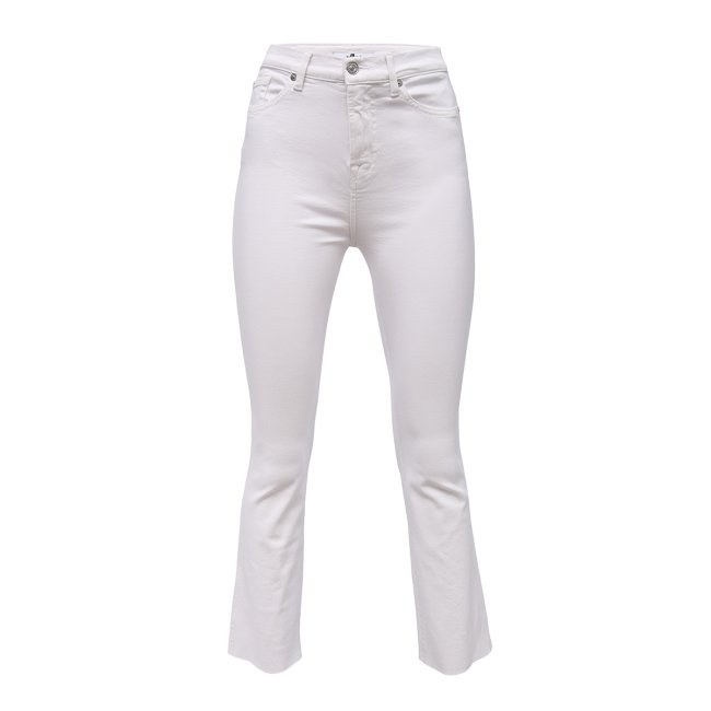7 For All Mankind, białe jeansy 7/8 z rozszerzanymi nogawkami