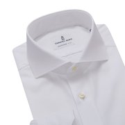 Harvard, White Longer Sleeves Wrinkle Resistant Twill Shirt