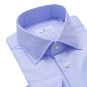 Prince of Wales, Blue Textured Twill Shirt