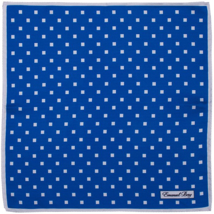 Blue and White Garza Silk Pocket Square